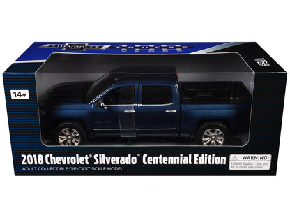 2018 Chevrolet Silverado LTZ Pickup Truck Centennial Edition Blue Metallic "100 Years Anniversary" 1/27 Diecast Model Car by Motormax <h2>2018 Motormax</h2> <p>High-quality perfect for collectors and