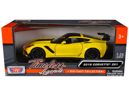 2019 Chevrolet Corvette ZR1 Yellow with Black Accents 1/24 Diecast Model Car by Motormax