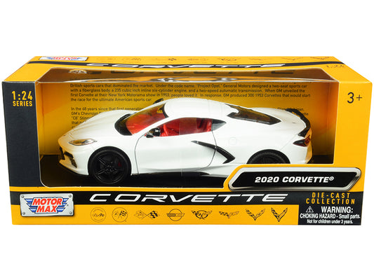 2020 Chevrolet Corvette C8 Stingray White with Red Interior "History of Corvette" Series 1/24 Diecast Model Car by Motormax <h2>2020 Motormax</h2> <p>High-quality perfect for collectors and enthusiast