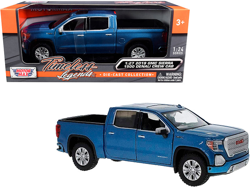 2019 GMC Sierra 1500 Denali Crew Cab Pickup Truck Blue Metallic 1/24-1/27 Diecast Model Car by Motormax <h2>2019 Motormax</h2> <p>High-quality perfect for collectors and enthusiasts. Features detailed