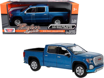 2019 GMC Sierra 1500 Denali Crew Cab Pickup Truck Blue Metallic 1/24-1/27 Diecast Model Car by Motormax <h2>2019 Motormax</h2> <p>High-quality perfect for collectors and enthusiasts. Features detailed
