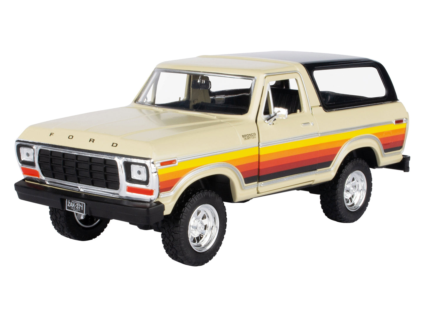 1978 Ford Bronco Custom Cream with Stripes and Black Top "Platinum Collection" Series 1/24 Diecast Model Car by Motormax <h2>1978 Motormax</h2> <p>High-quality perfect for collectors enthusiasts. Feat