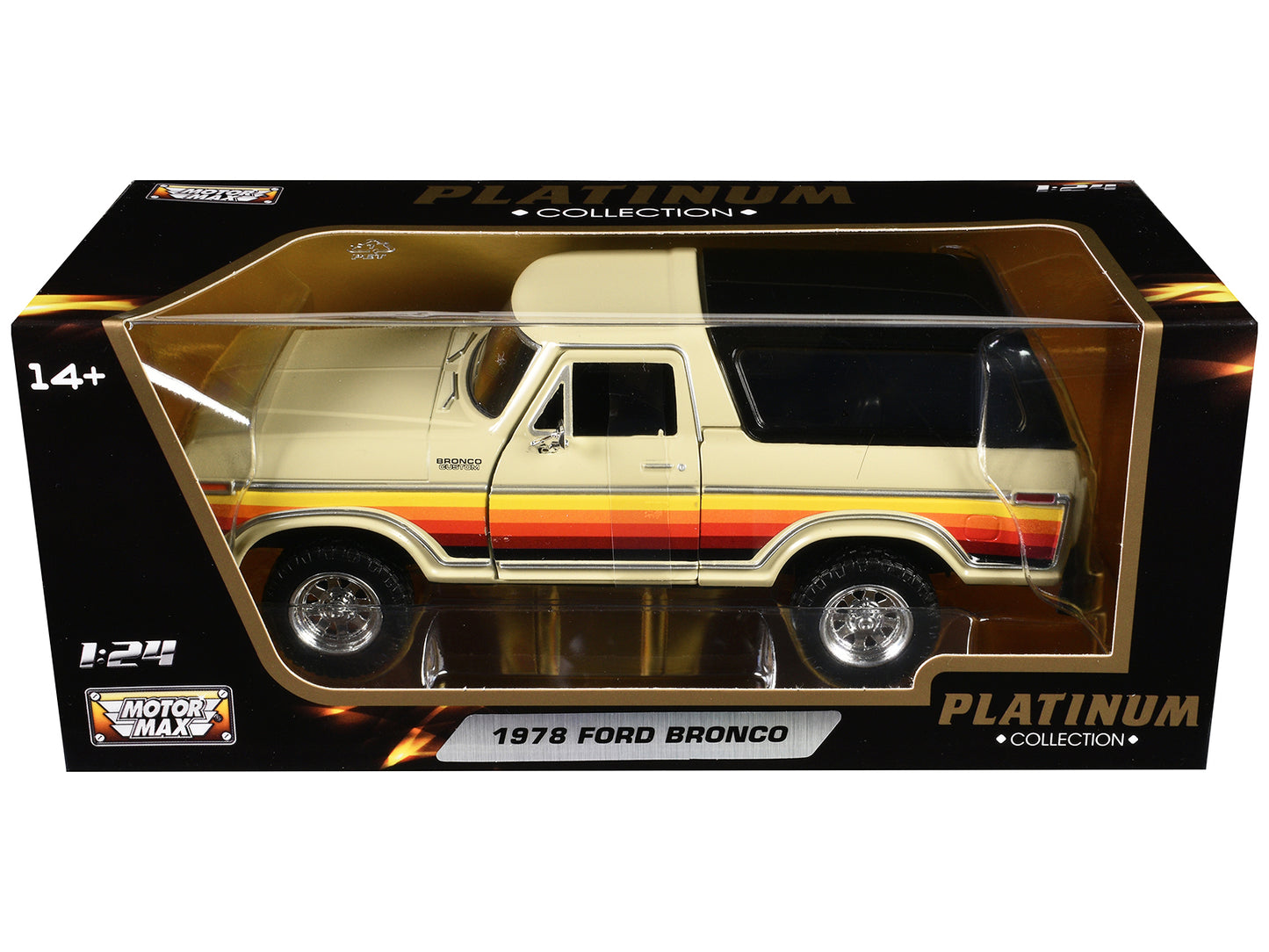 1978 Ford Bronco Custom Cream with Stripes and Black Top "Platinum Collection" Series 1/24 Diecast Model Car by Motormax <h2>1978 Motormax</h2> <p>High-quality perfect for collectors enthusiasts. Feat