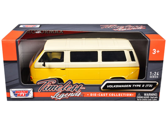 Volkswagen Type 2 (T3) Van Yellow and Beige "Timeless Legends" Series 1/24 Diecast Model Car by Motormax <h2>Volkswagen Motormax</h2> <p>High-quality perfect for collectors enthusiasts. Features detai