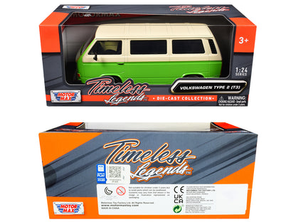 Volkswagen Type 2 (T3) Van Green and Beige "Timeless Legends" Series 1/24 Diecast Model Car by Motormax