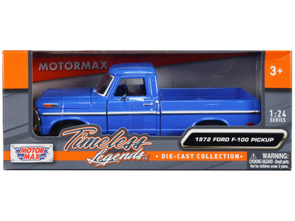 1972 Ford F-100 Pickup Truck Blue "Timeless Legends" Series 1/24 Diecast Model Car by Motormax <h2>1972 Motormax</h2> <p>High-quality perfect for collectors and enthusiasts. Features detailed interior