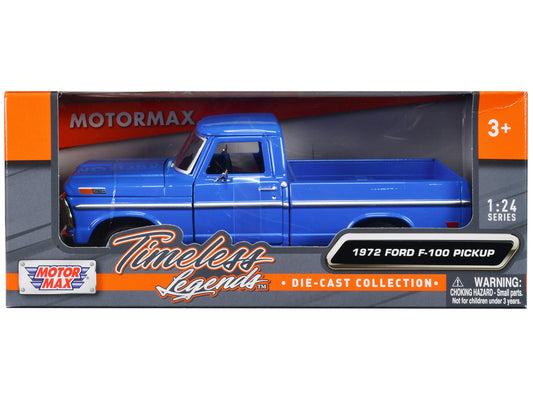 1972 Ford F-100 Pickup Truck Blue "Timeless Legends" Series 1/24 Diecast Model Car by Motormax <h2>1972 Motormax</h2> <p>High-quality perfect for collectors and enthusiasts. Features detailed interior