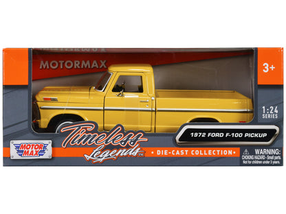 1972 Ford F-100 Pickup Truck Yellow "Timeless Legends" Series 1/24 Diecast Model Car by Motormax <h2>1972 Motormax</h2> <p>High-quality perfect for collectors and enthusiasts. Features detailed interi
