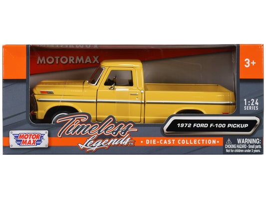 1972 Ford F-100 Pickup Truck Yellow "Timeless Legends" Series 1/24 Diecast Model Car by Motormax <h2>1972 Motormax</h2> <p>High-quality perfect for collectors and enthusiasts. Features detailed interi