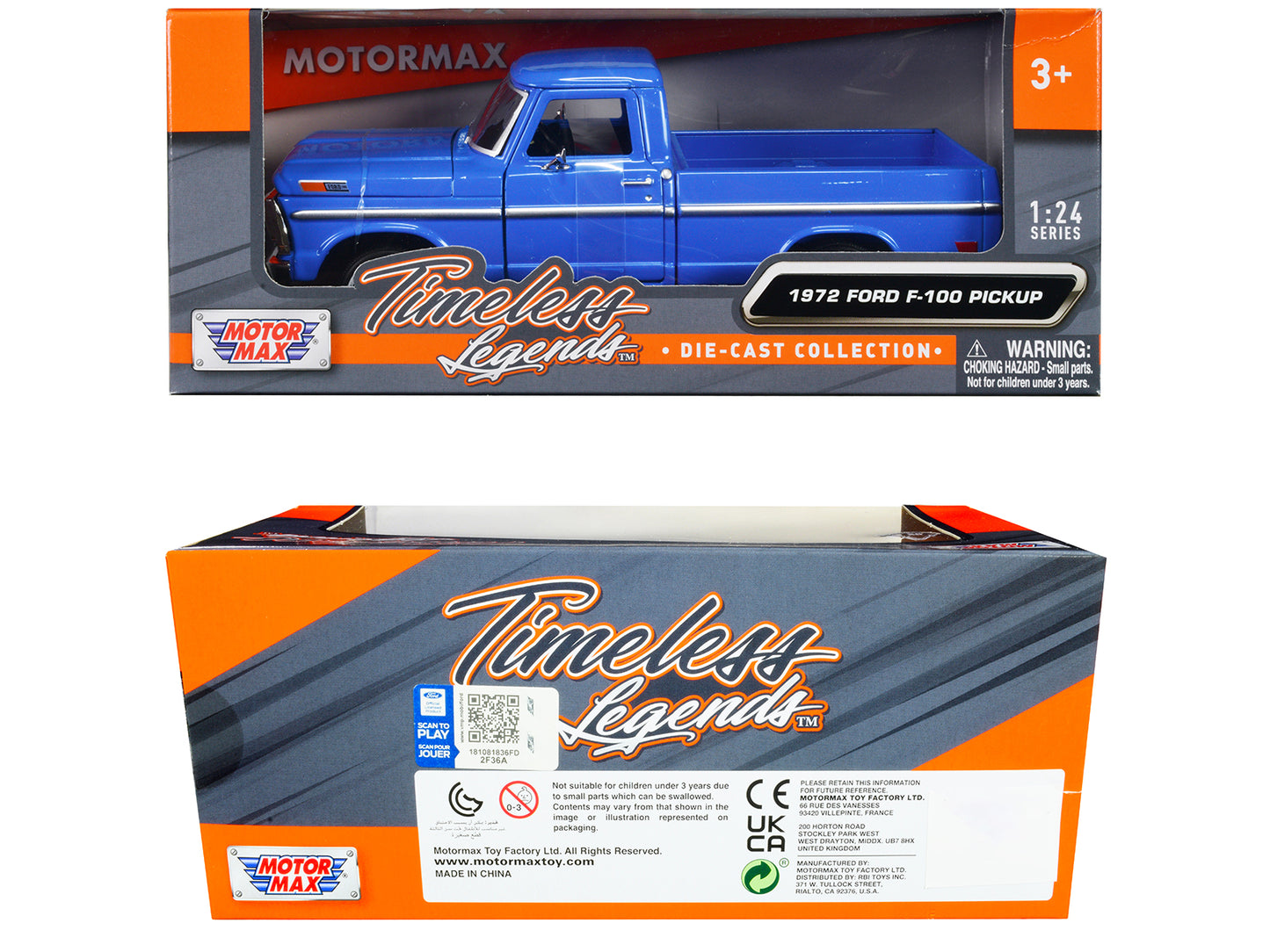 1972 Ford F-100 Pickup Truck Blue "Timeless Legends" Series 1/24 Diecast Model Car by Motormax <h2>1972 Motormax</h2> <p>High-quality perfect for collectors and enthusiasts. Features detailed interior