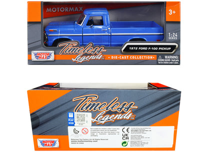 1972 Ford F-100 Pickup Truck Blue "Timeless Legends" Series 1/24 Diecast Model Car by Motormax <h2>1972 Motormax</h2> <p>High-quality perfect for collectors and enthusiasts. Features detailed interior
