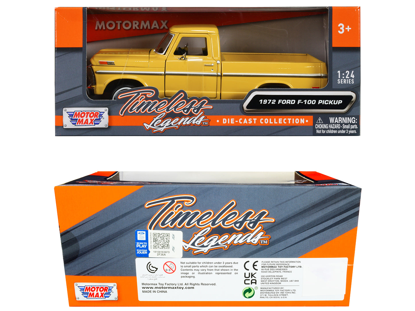 1972 Ford F-100 Pickup Truck Yellow "Timeless Legends" Series 1/24 Diecast Model Car by Motormax <h2>1972 Motormax</h2> <p>High-quality perfect for collectors and enthusiasts. Features detailed interi