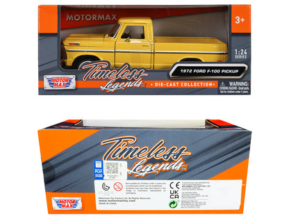 1972 Ford F-100 Pickup Truck Yellow "Timeless Legends" Series 1/24 Diecast Model Car by Motormax <h2>1972 Motormax</h2> <p>High-quality perfect for collectors and enthusiasts. Features detailed interi