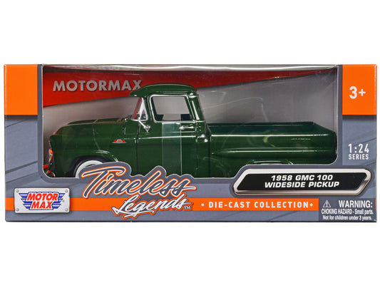 1958 GMC 100 Wideside Pickup Truck Green "Timeless Legends" Series 1/24 Diecast Model Car by Motormax <h2>1958 Motormax</h2> <p>High-quality perfect for collectors and enthusiasts. Features detailed i
