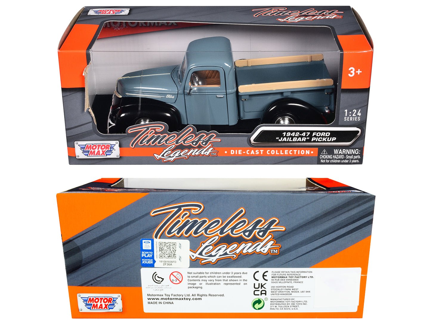 1942-47 Ford "Jailbar" Pickup Truck Blue and Black "Timeless Legends" Series 1/24 Diecast Model Car by Motormax <h2>1942-47 Motormax</h2> <p>High-quality perfect for collectors enthusiasts. Features d