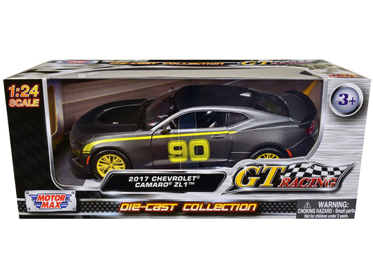 2017 Chevrolet Camaro ZL1 #90 Matt Gray with Yellow Stripes "GT Racing" Series 1/24 Diecast Model Car by Motormax <h2>2017 Motormax</h2> <p>High-quality perfect for collectors and enthusiasts. Feature