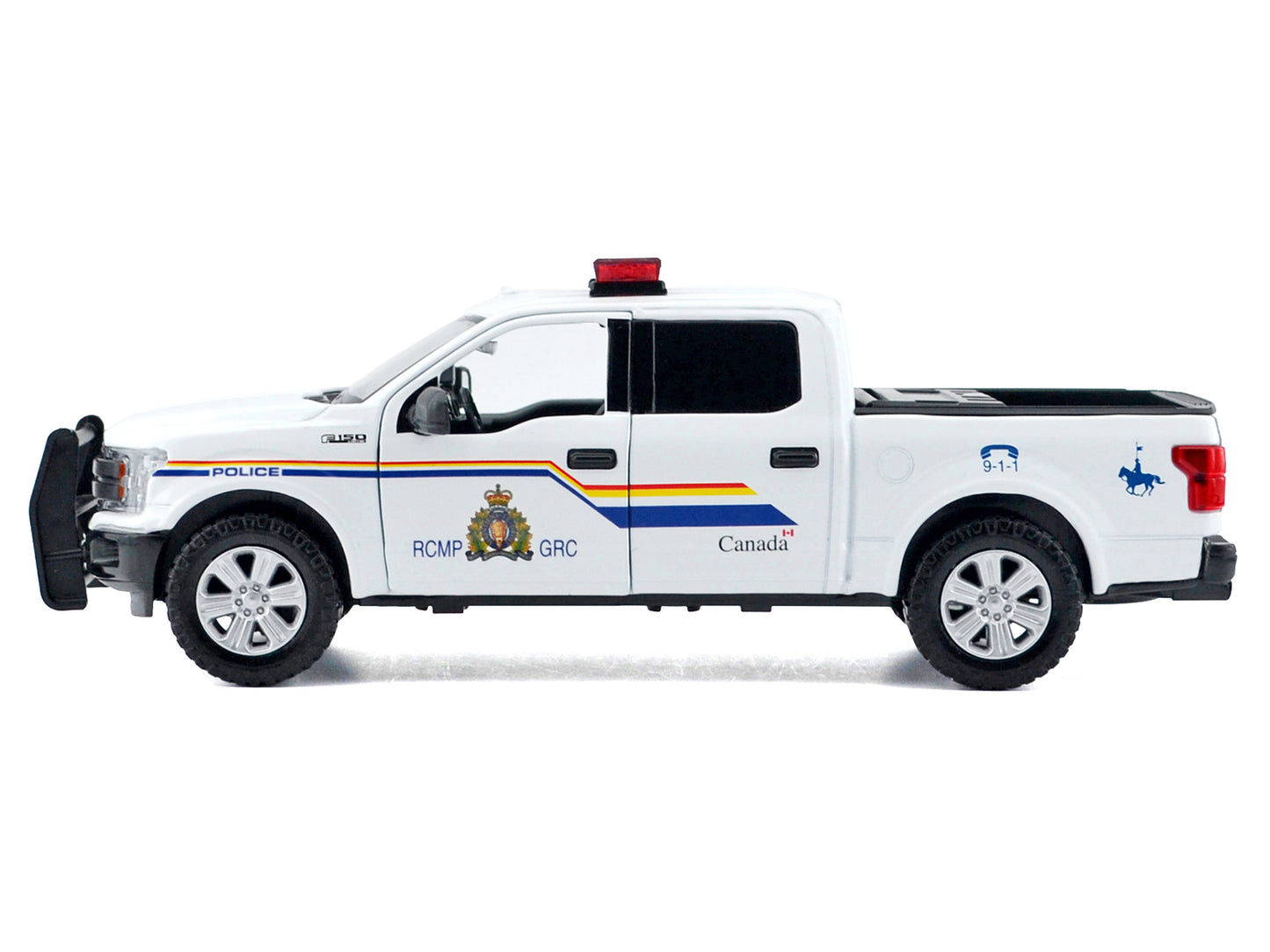 2019 Ford F-150 Lariat Crew Cab Pickup Truck "Royal Canadian Mounted Police" White with Flashing Light Bar and Front and Rear Lights and Sounds "Law Enforcement and Public Service" Series 1/27 T&y Diecast Model Car by Motormax