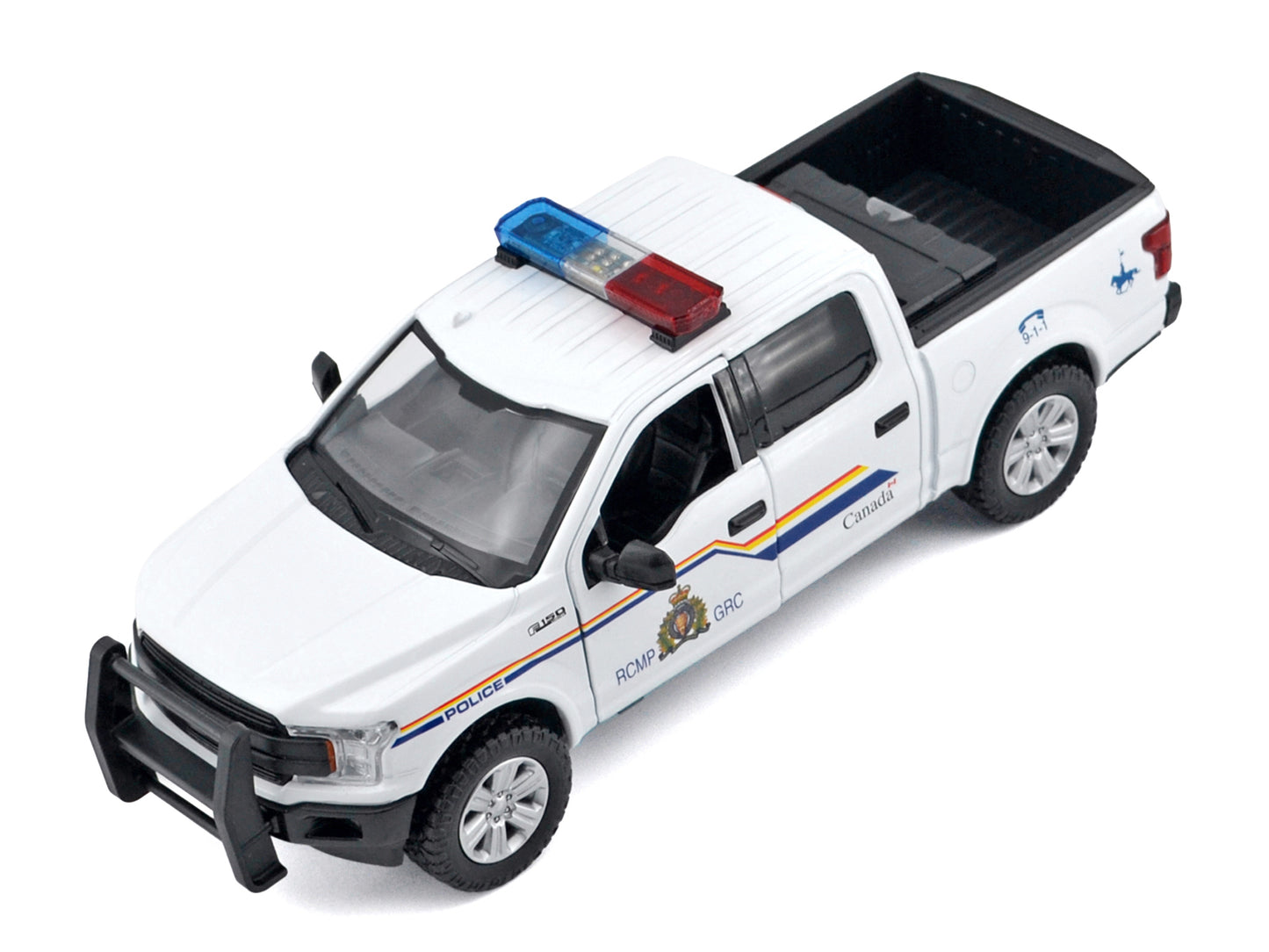 2019 Ford F-150 Lariat Crew Cab Pickup Truck "Royal Canadian Mounted Police" White with Flashing Light Bar and Front and Rear Lights and Sounds "Law Enforcement and Public Service" Series 1/27 T&y Diecast Model Car by Motormax