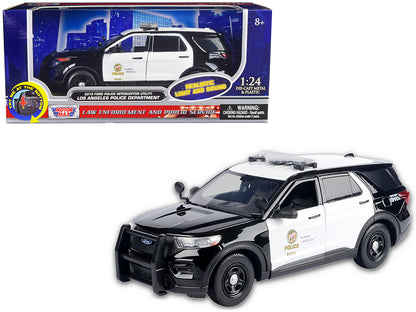 2015 Ford Police Interceptor Utility Black and White "Los Angeles Department (LAPD)" with Flashing Light Bar Front Rear Lights Sounds 1/24 Diecast Model Car by Motormax <h2>2015 Motormax</h2> <p>High-