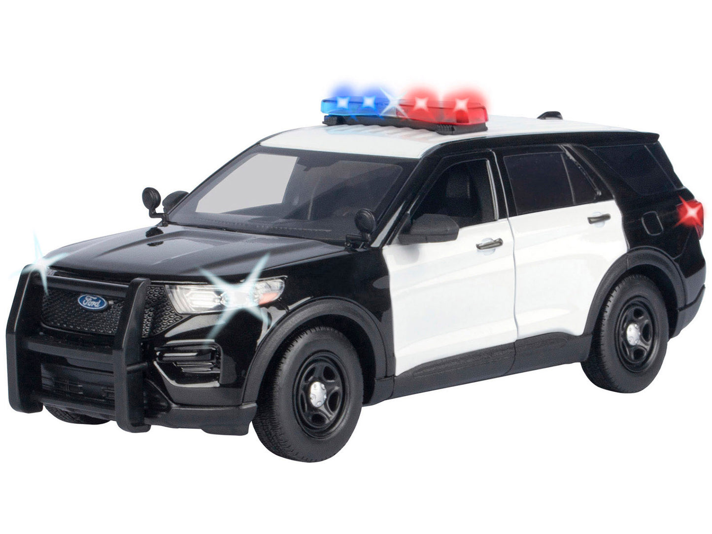 2022 Ford Police Interceptor Utility Black and White "Builder's Kit" with Flashing Light Bar Front Rear Lights Sounds 1/24 Diecast Model Car by Motormax <h2>2022 Motormax</h2> <p>High-quality perfect