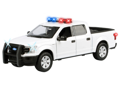 2019 Ford F-150 Lariat Crew Cab Pickup Truck White with Flashing Light Bar and Front Rear Lights Sounds 1/27 Diecast Model Car by Motormax <h2>2019 Motormax</h2> <p>High-quality perfect for collectors