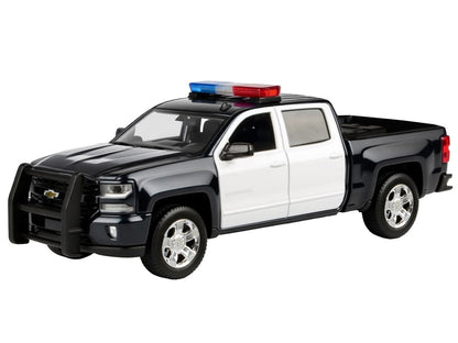 2017 Chevrolet Silverado 1500 LT Z71 Crew Cab Pickup Truck Black and White with Flashing Light Bar Front Rear Lights Sounds 1/27 Diecast Model Car by Motormax <h2>2017 Motormax</h2> <p>High-quality pe