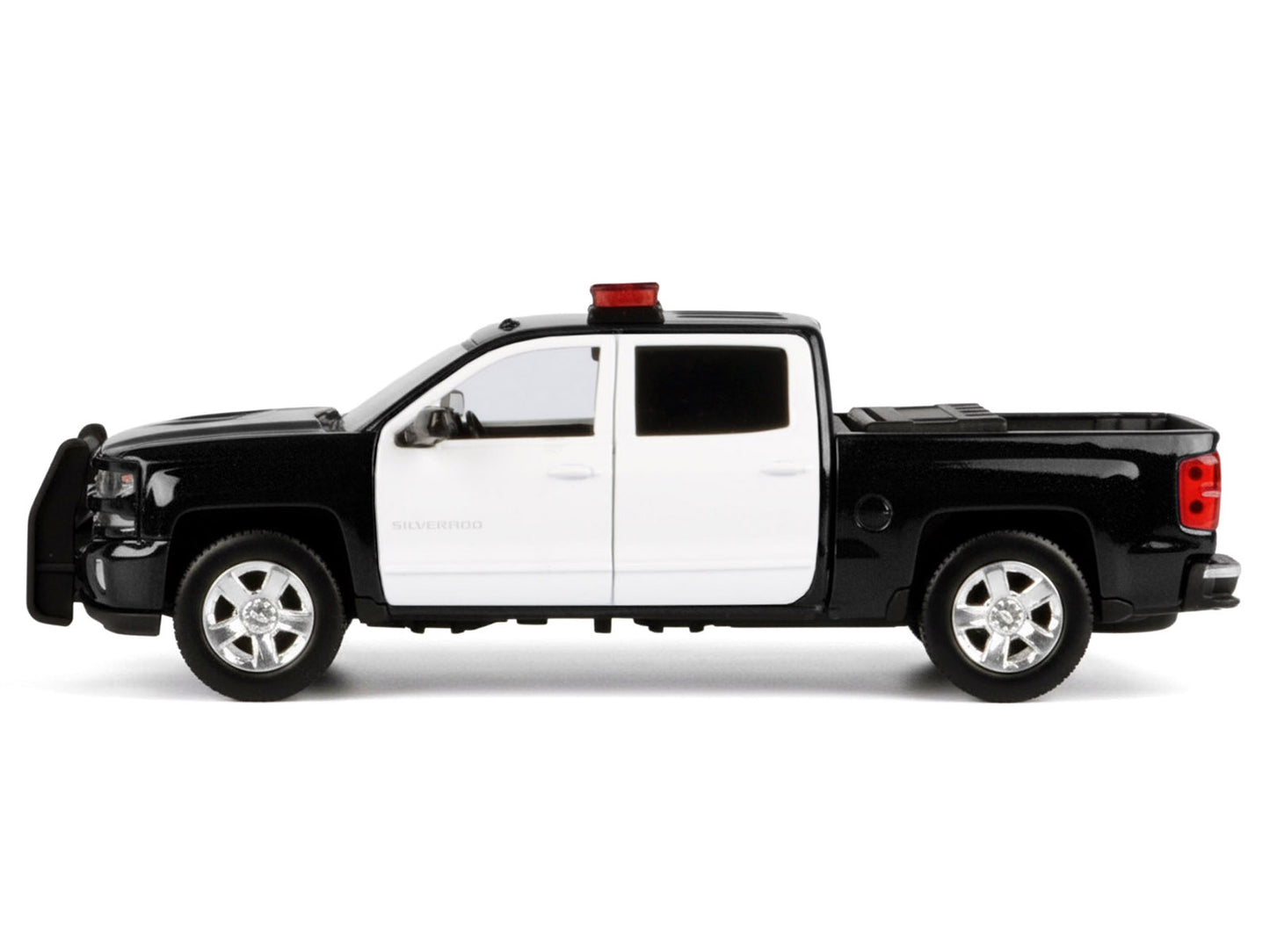 2017 Chevrolet Silverado 1500 LT Z71 Crew Cab Pickup Truck Black and White with Flashing Light Bar Front Rear Lights Sounds 1/27 Diecast Model Car by Motormax <h2>2017 Motormax</h2> <p>High-quality pe