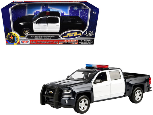 2017 Chevrolet Silverado 1500 LT Z71 Crew Cab Pickup Truck Black and White with Flashing Light Bar Front Rear Lights Sounds 1/27 Diecast Model Car by Motormax <h2>2017 Motormax</h2> <p>High-quality pe