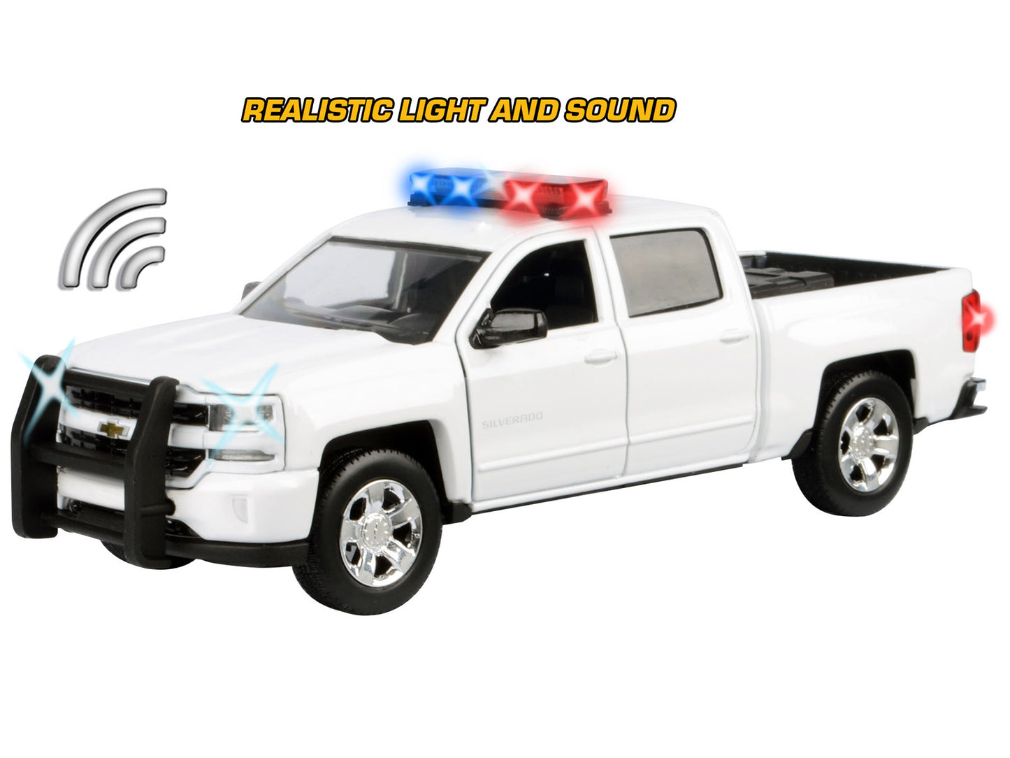 2017 Chevrolet Silverado 1500 LT Z71 Crew Cab Pickup Truck White with Flashing Light Bar and Front Rear Lights Sounds 1/27 Diecast Model Car by Motormax <h2>2017 Motormax</h2> <p>High-quality perfect