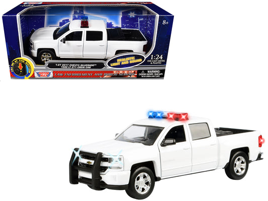 2017 Chevrolet Silverado 1500 LT Z71 Crew Cab Pickup Truck White with Flashing Light Bar and Front Rear Lights Sounds 1/27 Diecast Model Car by Motormax <h2>2017 Motormax</h2> <p>High-quality perfect