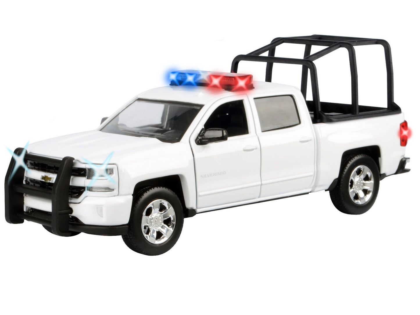 2017 Chevrolet Silverado 1500 LT Z71 Crew Cab Pickup Truck with White Flashing Light Bar and Front Rear Lights Sounds 1/27 Diecast Model Car by Motormax <h2>2017 Motormax</h2> <p>High-quality perfect