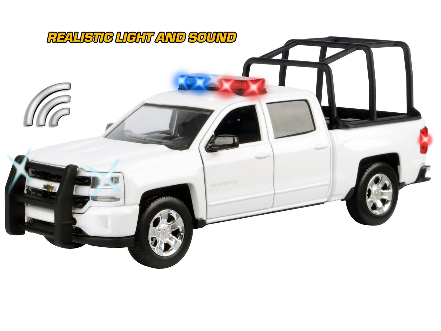 2017 Chevrolet Silverado 1500 LT Z71 Crew Cab Pickup Truck with White Flashing Light Bar and Front Rear Lights Sounds 1/27 Diecast Model Car by Motormax <h2>2017 Motormax</h2> <p>High-quality perfect