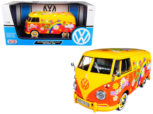 Volkswagen Type 2 (T1) Delivery Van Flower Power 1/24 Diecast Car Model by Motormax <h2>Volkswagen Motormax</h2> <p>High-quality perfect for collectors and enthusiasts. Features detailed interior exte