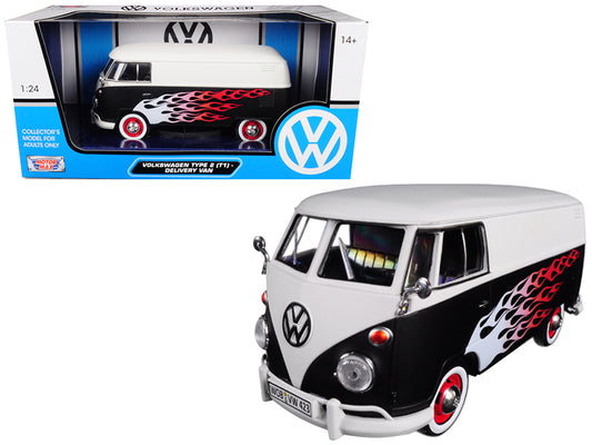 Volkswagen Type 2 (T1) Delivery Van with Flames 1/24 Diecast Car Model by Motormax <h2>Volkswagen Motormax</h2> <p>High-quality perfect for collectors and enthusiasts. Features detailed interior exter