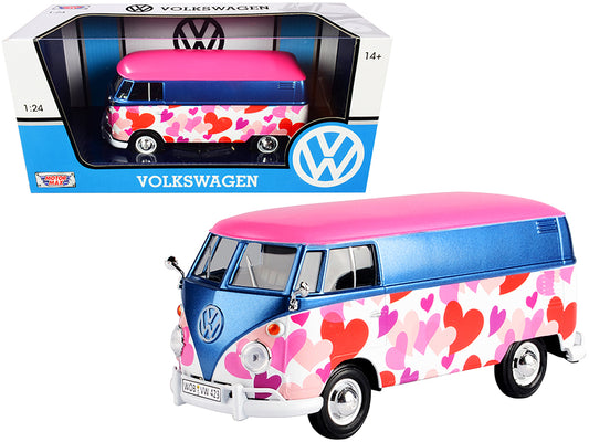 Volkswagen Type 2 (T1) Delivery Van "Love" Pink and Blue Metallic 1/24 Diecast Model Car by Motormax <h2>Volkswagen Motormax</h2> <p>High-quality perfect for collectors enthusiasts. Features detailed