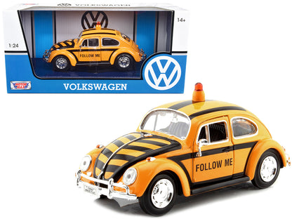 1966 Volkswagen Beetle "Follow Me" Airport Safety Vehicle Yellow with Black Stripes 1/24 Diecast Model Car by Motormax <h2>1966 Motormax</h2> <p>High-quality perfect for collectors and enthusiasts. Fe
