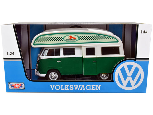 Volkswagen Type 2 (T1) Camper Van Green and White "Outdoor Camping Explore the Forest" 1/24 Diecast Model Car by Motormax <h2>Volkswagen Motormax</h2> <p>High-quality perfect for collectors enthusiast