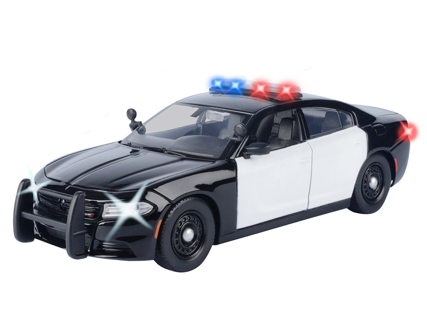 2023 Dodge Charger Pursuit Police Car Black and White with Flashing Light Bar Front Rear Lights 2 Sounds "Builder's Kit" 1/24 Diecast Model by Motormax <h2>2023 Motormax</h2> <p>High-quality perfect f