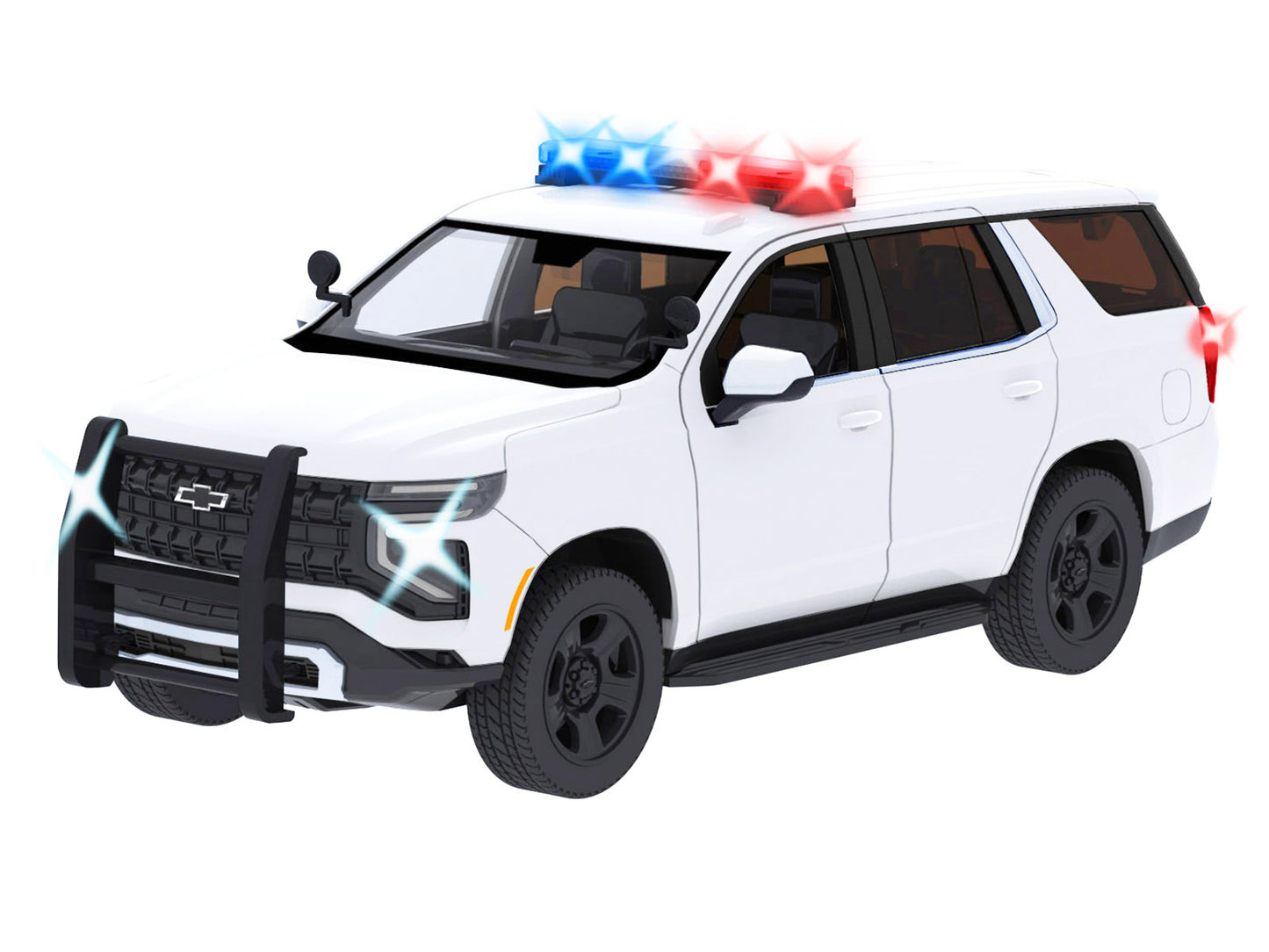 2025 Chevrolet Tahoe PPV White "Builder's Kit" with Flashing Light Bar and Front Rear Lights Sounds 1/24 Diecast Model Car by Motormax <h2>2025 Motormax</h2> <p>High-quality perfect for collectors ent