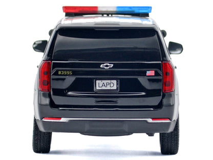 2025 Chevrolet Tahoe PPV "LAPD (Los Angeles Police Department)" Black and White with Flashing Light Bar Front Rear Lights Sounds 1/24 Diecast Model Car by Motormax <h2>2025 Motormax</h2> <p>High-quali