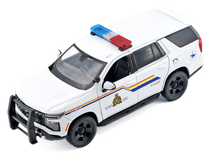 2025 Chevrolet Tahoe PPV "RCMP (Royal Canadian Mounted Police)" White with Stripes Flashing Light Bar and Front Rear Lights Sounds 1/24 Diecast Model Car by Motormax <h2>2025 Motormax</h2> <p>High-qua