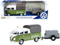 Volkswagen T1 Pickup with Canopy Green and White Trailer "Road Service" 1/24 Diecast Model Car by Motormax <h2>Volkswagen Motormax</h2> <p>High-quality perfect for collectors enthusiasts. Features det