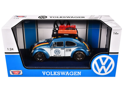 1966 Volkswagen Beetle Off Road #1718 Blue Metallic and White with German Flag Stripes Roof Rack Accessories 1/24 Diecast Model Car by Motormax <h2>1966 Motormax</h2> <p>High-quality perfect for colle