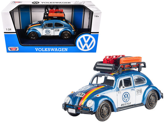 1966 Volkswagen Beetle Off Road #1718 Blue Metallic and White with German Flag Stripes Roof Rack Accessories 1/24 Diecast Model Car by Motormax <h2>1966 Motormax</h2> <p>High-quality perfect for colle