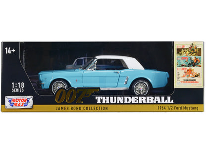 1964 1/2 Ford Mustang Light Blue with White Top James Bond 007 "Thunderball" (1965) Movie "James Collection" Series 1/18 Diecast Model Car by Motormax <h2>1964 Motormax</h2> <p>High-quality perfect fo