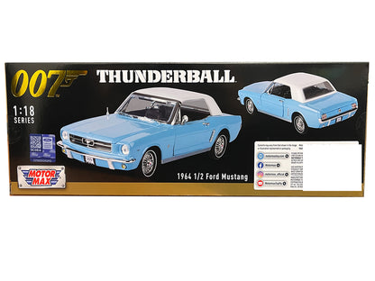 1964 1/2 Ford Mustang Light Blue with White Top James Bond 007 "Thunderball" (1965) Movie "James Collection" Series 1/18 Diecast Model Car by Motormax <h2>1964 Motormax</h2> <p>High-quality perfect fo