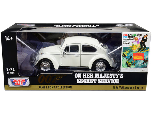 1966 Volkswagen Beetle White James Bond 007 "On Her Majesty's Secret Service" (1969) Movie "James Collection" Series 1/24 Diecast Model Car by Motormax <h2>1966 Motormax</h2> <p>High-quality perfect f