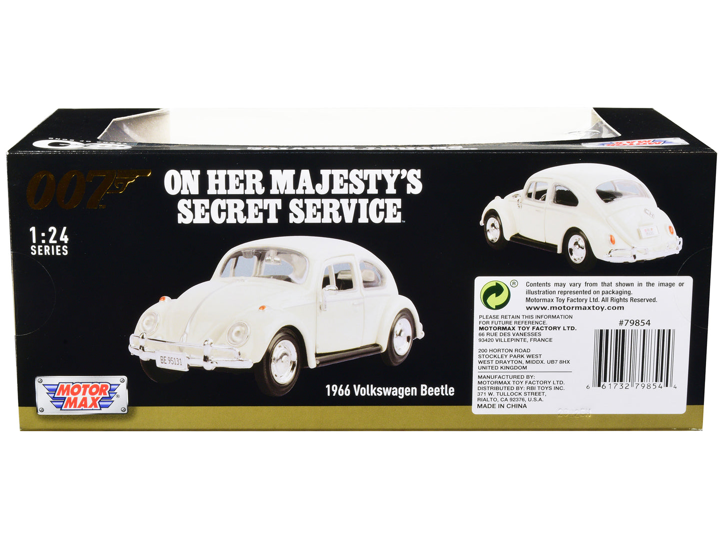 1966 Volkswagen Beetle White James Bond 007 "On Her Majesty's Secret Service" (1969) Movie "James Collection" Series 1/24 Diecast Model Car by Motormax <h2>1966 Motormax</h2> <p>High-quality perfect f