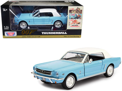 1964 1/2 Ford Mustang Light Blue with White Top James Bond 007 "Thunderball" (1965) Movie "James Collection" Series 1/24 Diecast Model Car by Motormax <h2>1964 Motormax</h2> <p>High-quality perfect fo