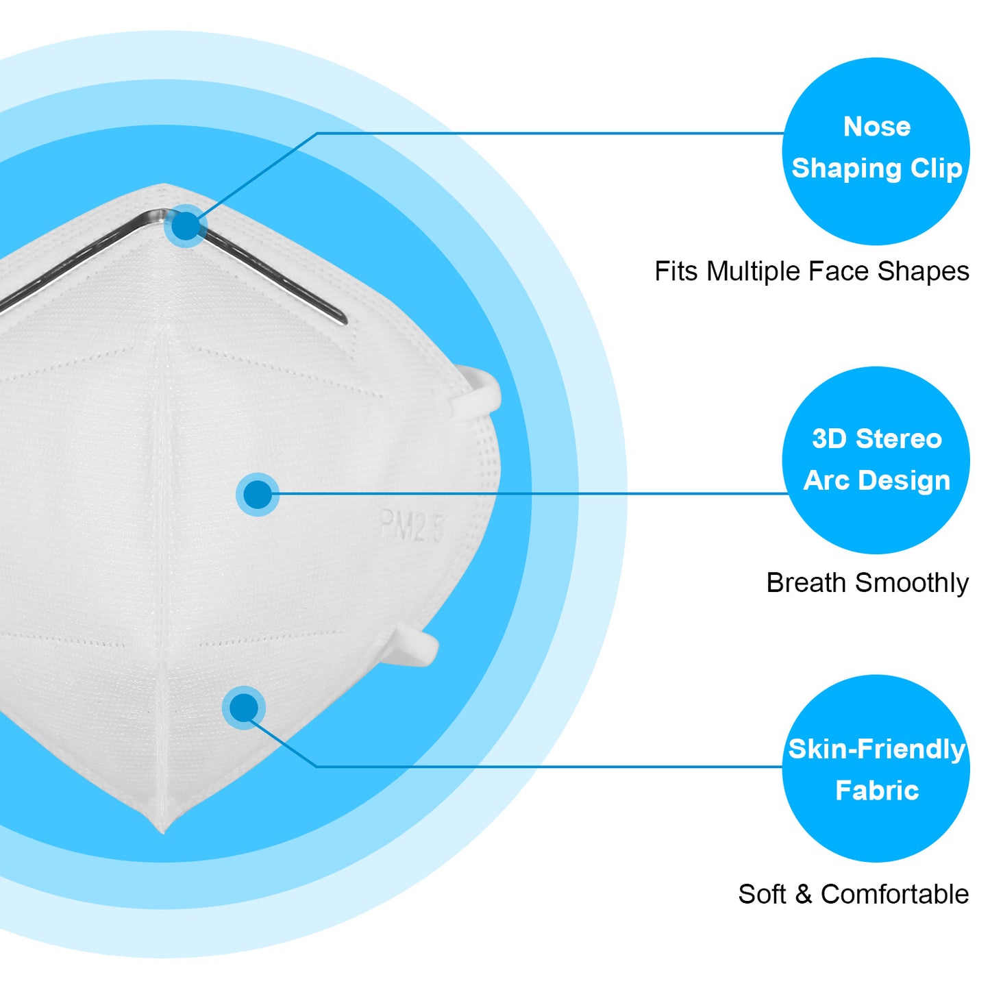 10 Pcs Disposable Kn95 Mask Ffp2 Soft Breathable Protective 95% Filtration Safe